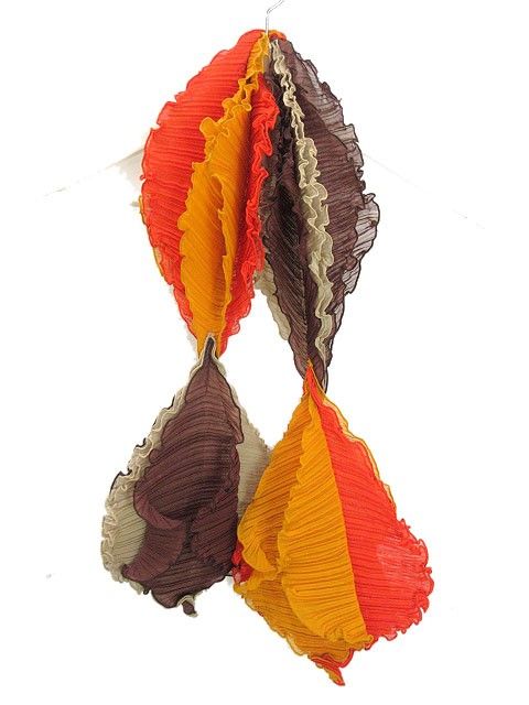 【中古】プリーツプリーズ PLEATS PLEASE ストール スカーフ ブラウン系 オレンジ系 イッセイミヤケ ISSEY MIYAKE プリーツプリーズ PLEATS PLEASE ストール スカーフ ブラウン系