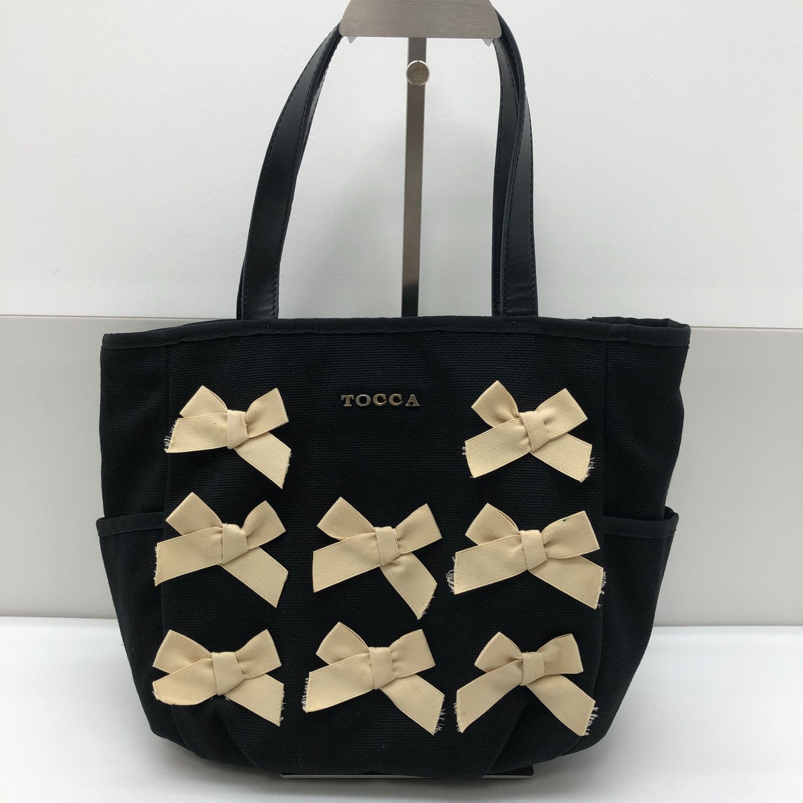 TOCCA リボン付きベージュと黒のかごトートバッグ トッカ TOCCA TOUCH