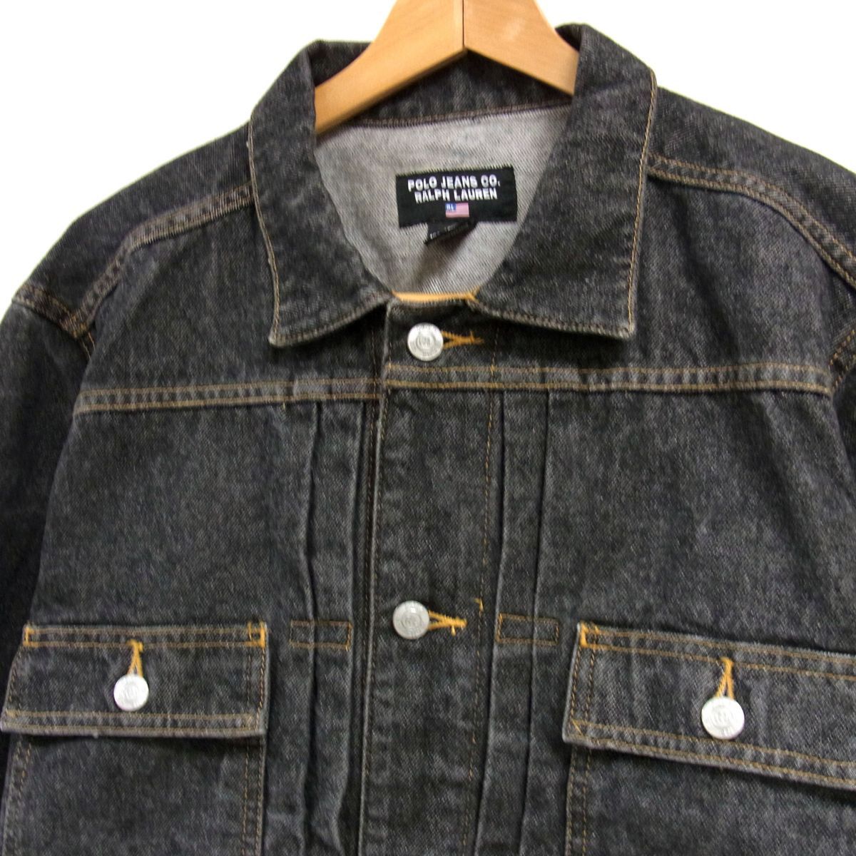 90s 希少カラー POLO JEANS Ralph Lauren ポロジーンズ フローレン 2ndタイプ デニムジャケット Gジャン メキシコ製 黒