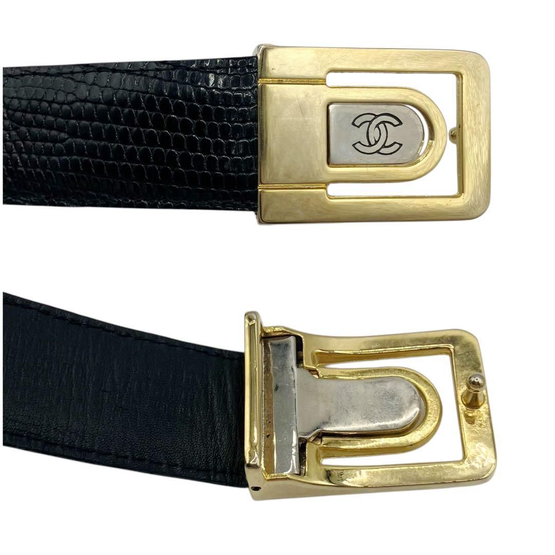 ⭐️美品⭐️ シャネル ココマーク ロゴ リザード ベルト ブラック