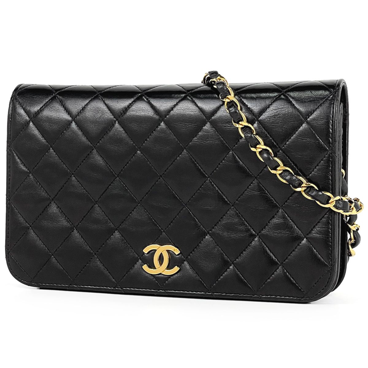 【稀少】CHANEL 黒シングルフラップ　マトラッセ　ショルダーバッグ シャネル CHANEL マトラッセ シングルフラップ チェーン ショルダー