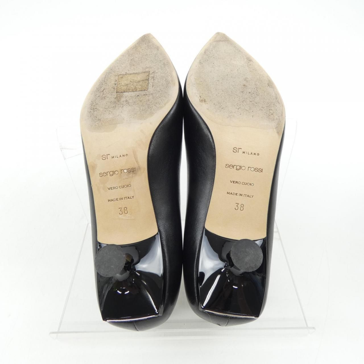 セルジオロッシ オープントゥ パンプス ブラック 371/2