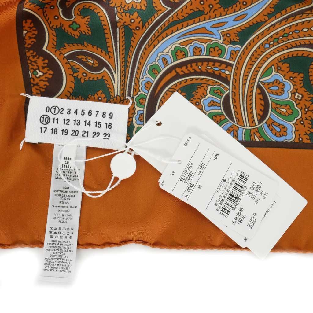 メゾンマルジェラ Maison Margiela ペイズリー柄 シルクスカーフ