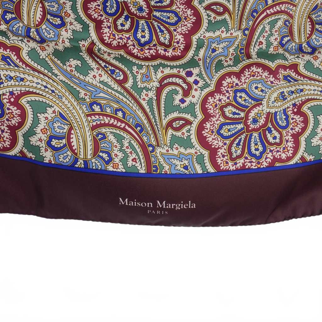 メゾンマルジェラ Maison Margiela ペイズリー柄 シルクスカーフ 茶