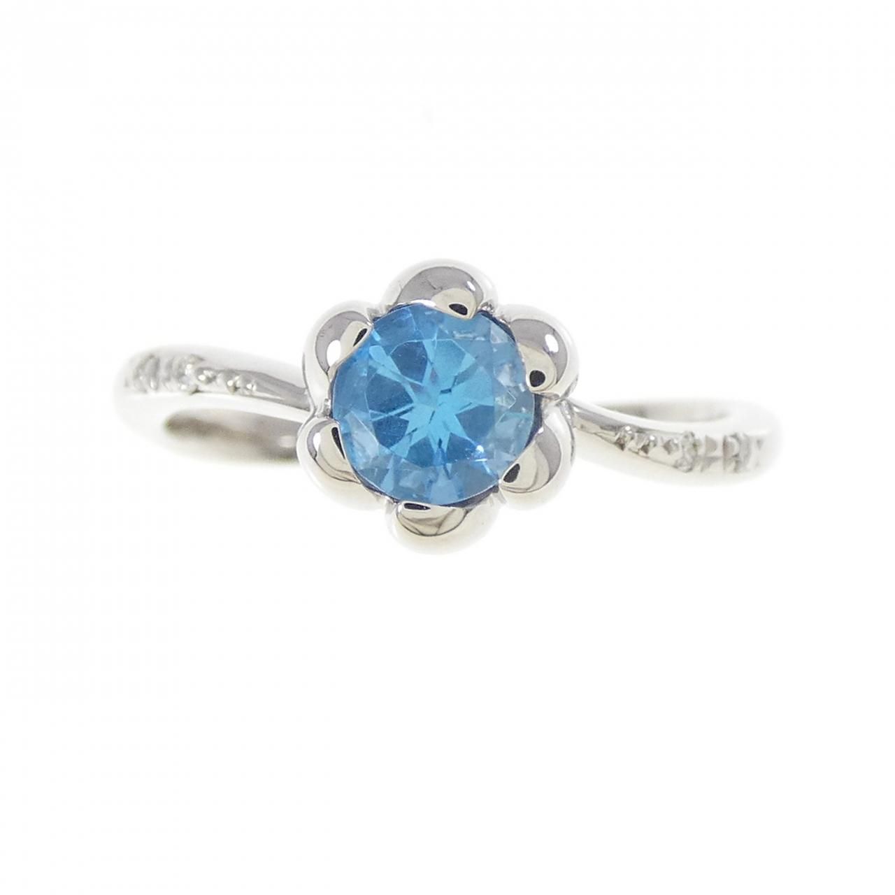 PT900 フラワー ブルートパーズ リング - メルカリ