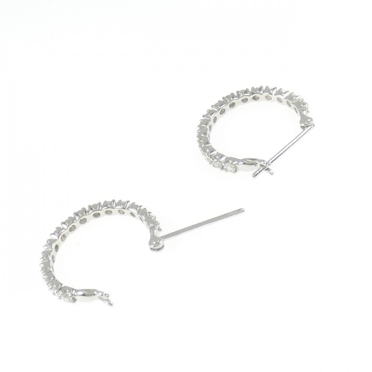 PT900 ダイヤモンド フープ ピアス 1.00CT - メルカリ