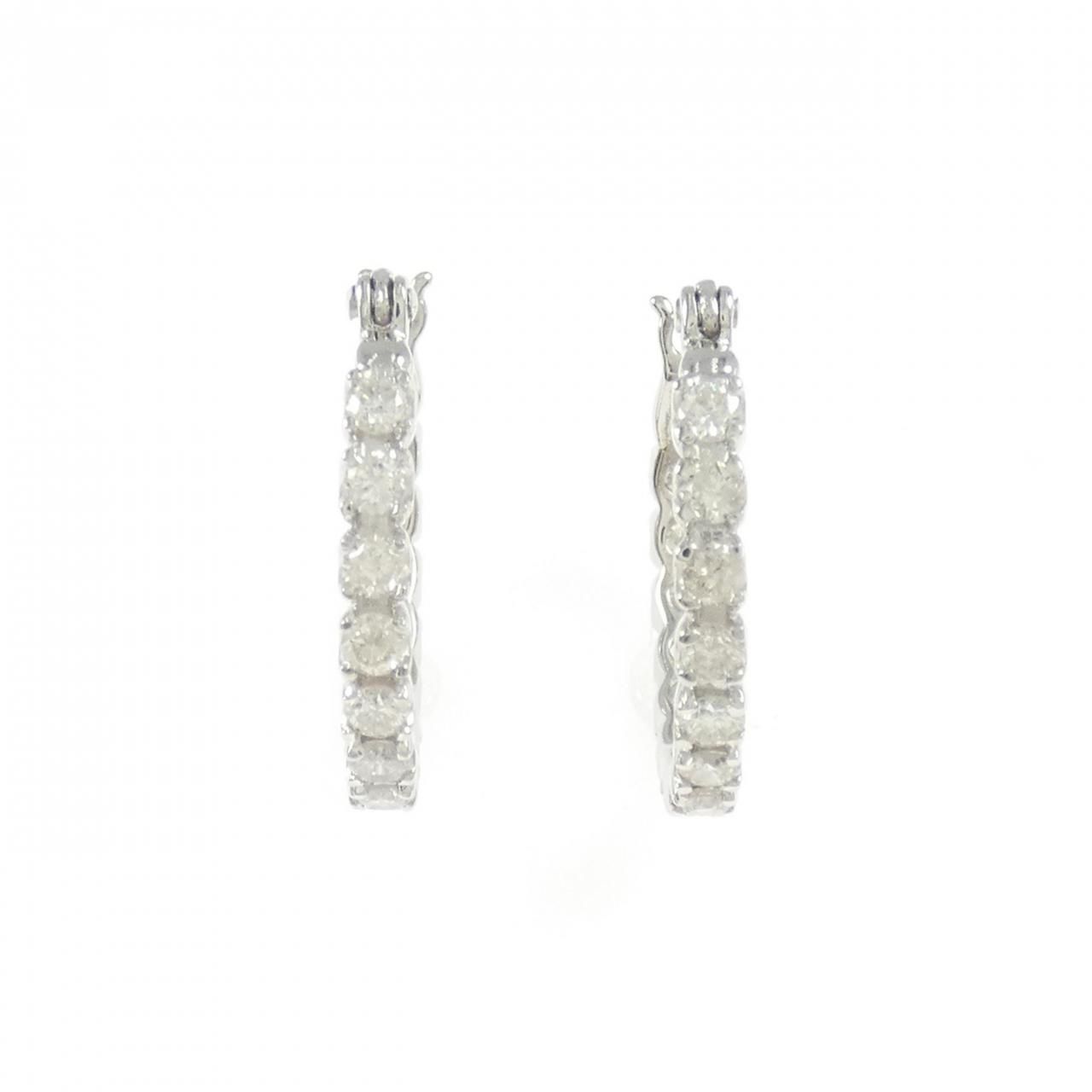 PT900 ダイヤモンド フープ ピアス 1.00CT - メルカリ
