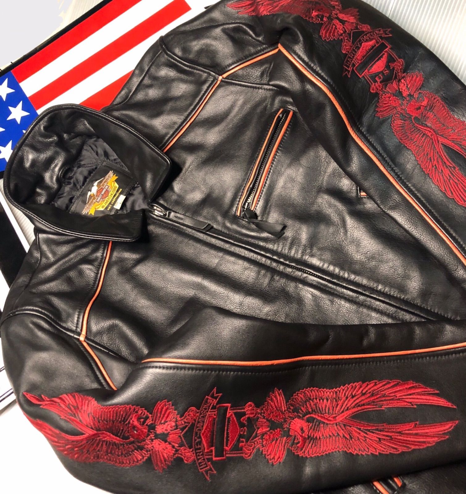 ⭐️【非常に稀少！赤糸刺繍限定品！】高品質の山羊&牛革製 Harley