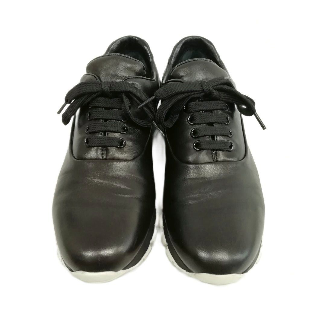 プラダレザーレースアップスニーカー36 プラダ PRADA 276 ナッパレザー スニーカー レースアップ ローカット