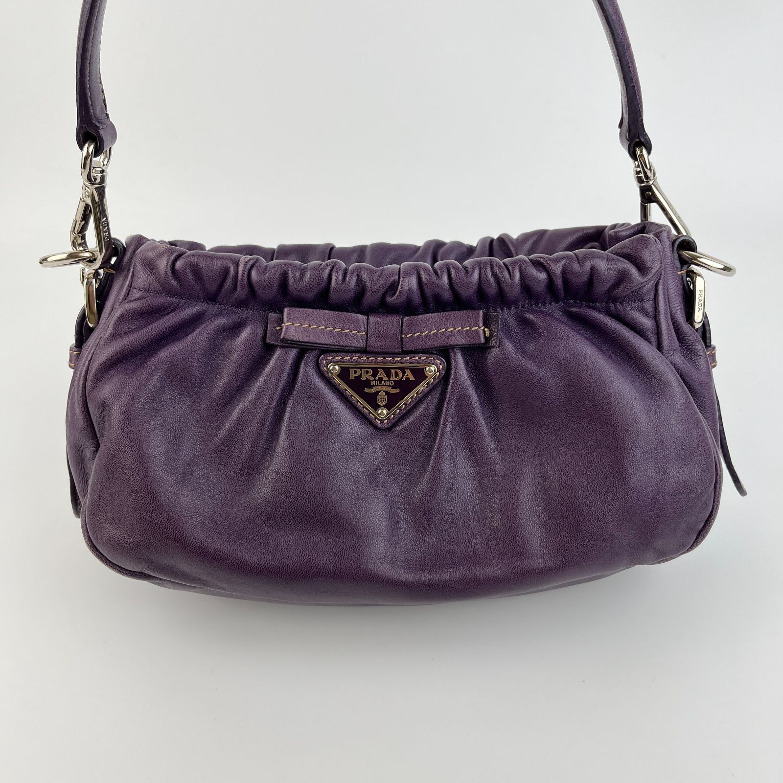 中古】PRADA プラダ ハンドバッグ パープル レザー ヴィンテージ