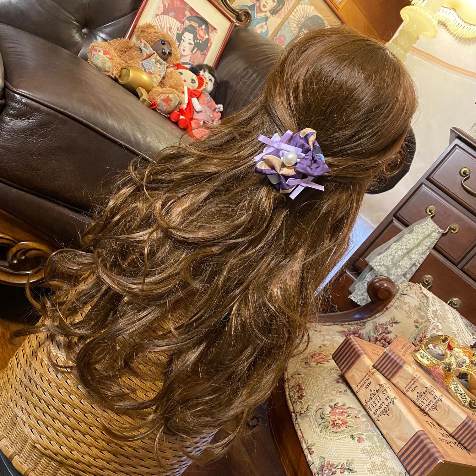 着物リメイク ハンドメイド おりぼん ティアラ クリップ ヘア