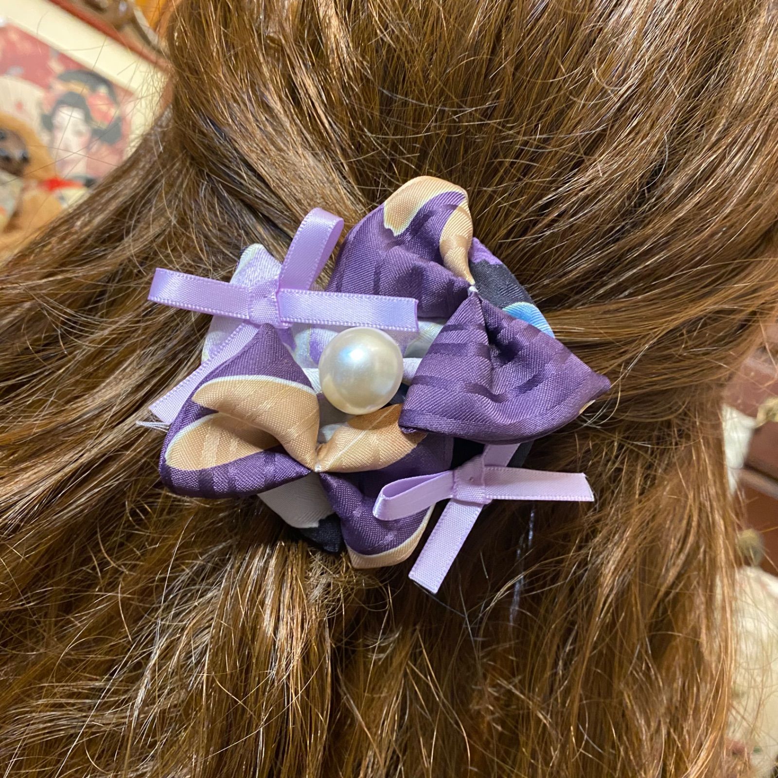 着物リメイク ハンドメイド おりぼん ティアラ クリップ ヘア