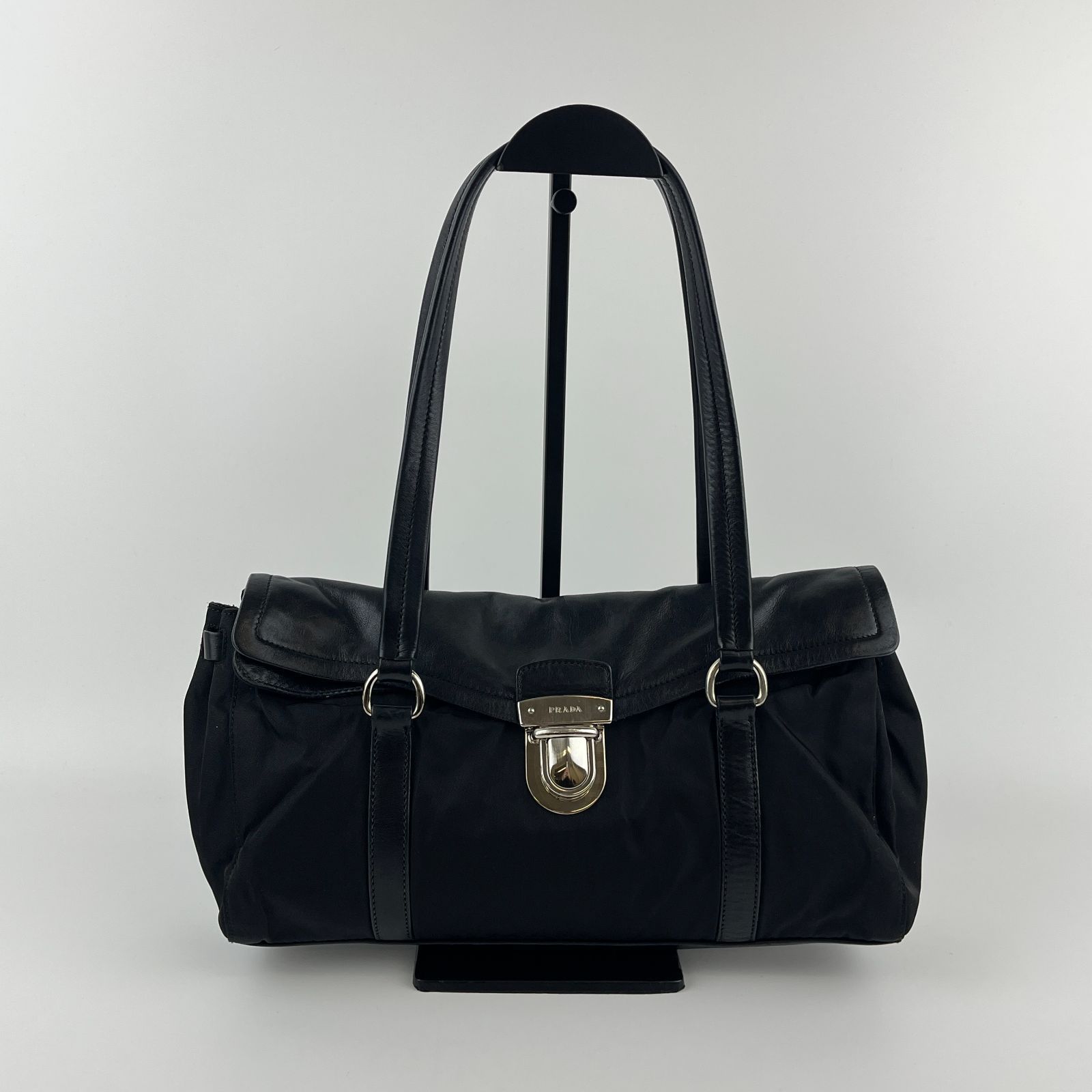 中古】PRADA プラダ ポコノ トートバッグ ショルダーバッグ ブラック