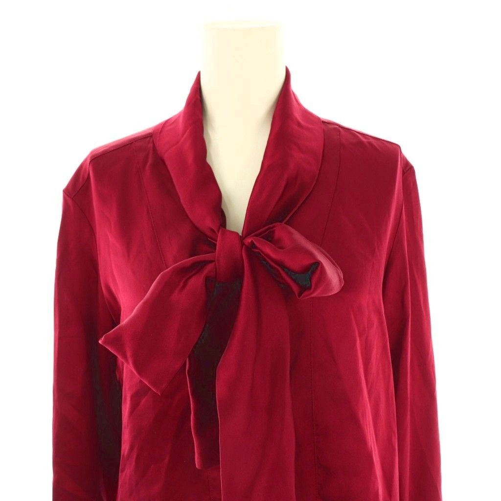 美品　MAX MARA ボウタイ　ブラウス マックスマーラ MAX MARA ボウタイブラウス 長袖 リボン レッド 赤 /DF