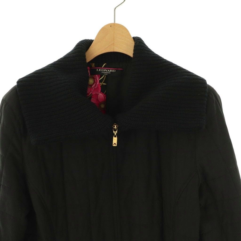 レオナール LEONARD 中綿 花柄 キルティングジャケット コート ニット