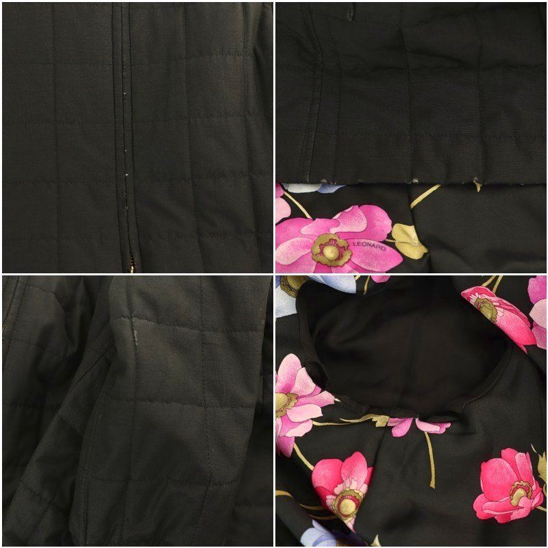 レオナール LEONARD 中綿 花柄 キルティングジャケット コート ニット