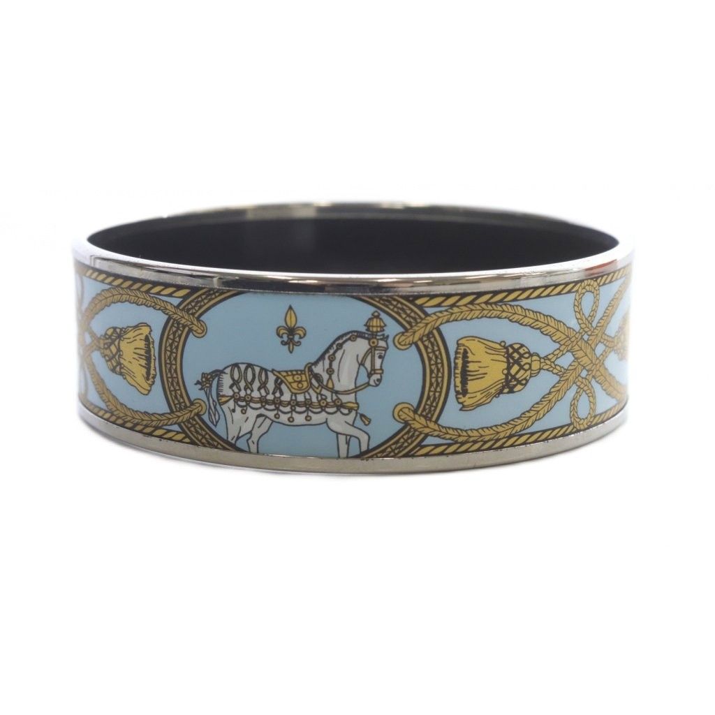 エルメス HERMES エマイユGM バングル 七宝焼 馬 ホース 水色 - メルカリ