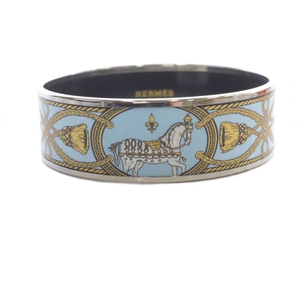 エルメス HERMES エマイユGM バングル 七宝焼 馬 ホース 水色 - メルカリ