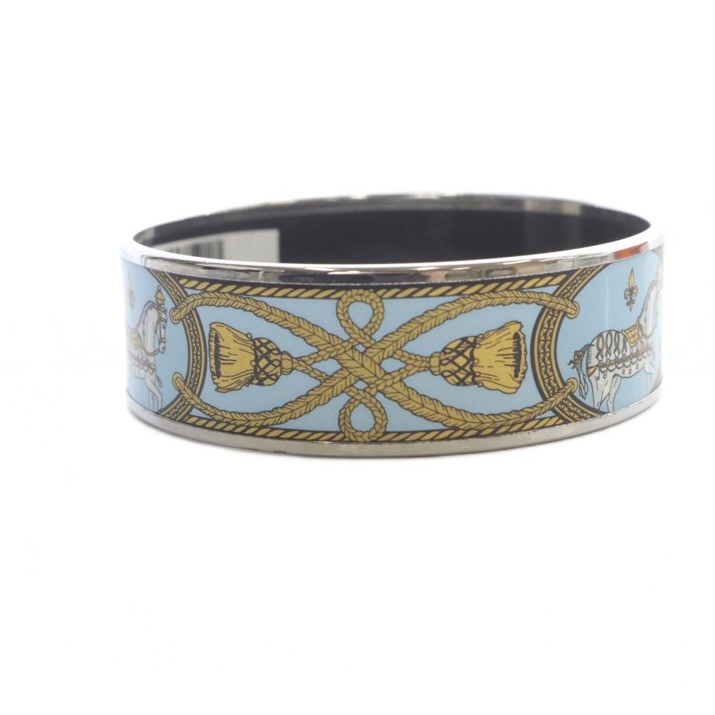 ★HERMES バングル エマイユ GM ホースモチーフ 馬 エナメル 七宝焼き HERMES（エルメス） エマイユGM ホース モチーフ ベージュ×ゴールド GP