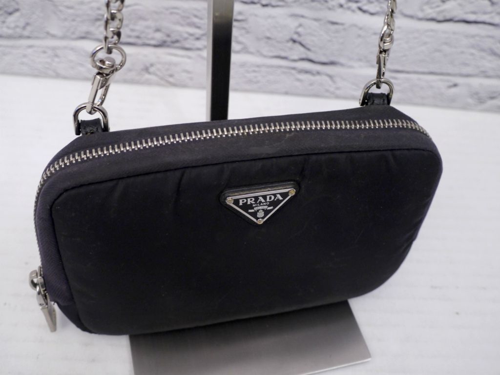 美品◇ PRADA プラダ 男女可 RE-NYLON リナイロンxサフィアーノレザー