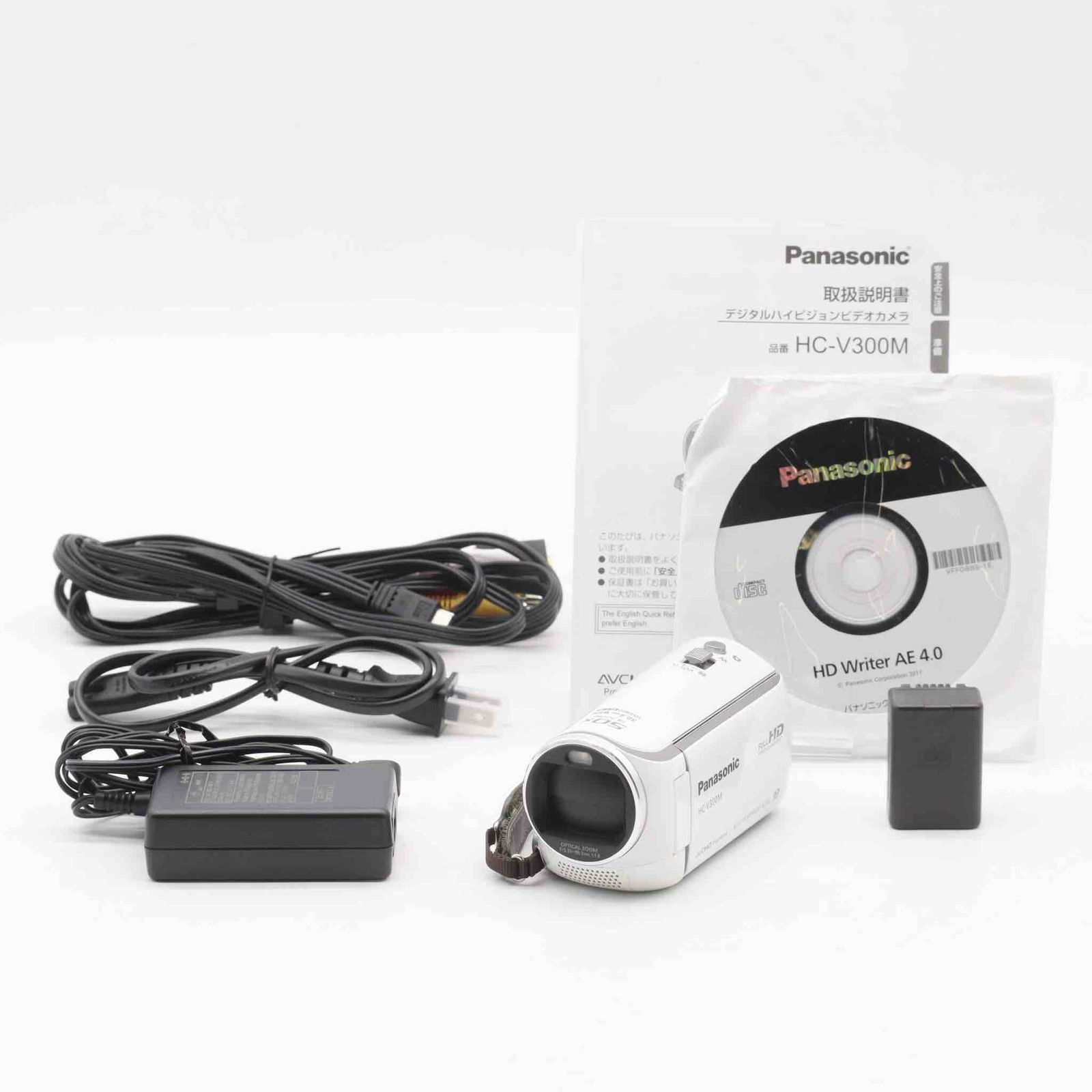 □超美品□ PANASONIC ビデオカメラ V300 パールホワイト 内蔵メモリー