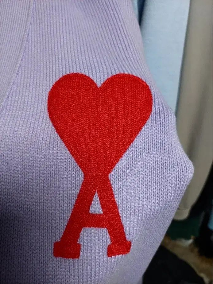 アミ ビックハート ロゴ パープル カーディガン m オーバーサイズ