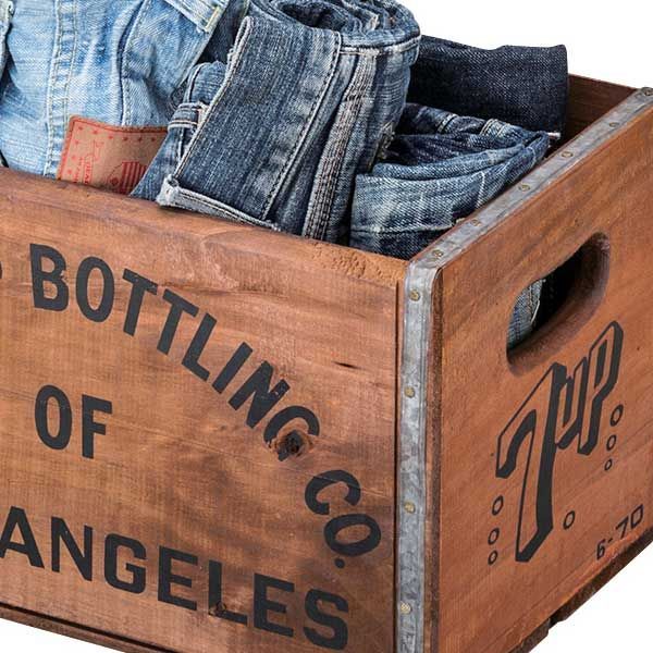 天然木（杉）とスチールのウッドボックス（7up）「W40×D27×H22.5cm