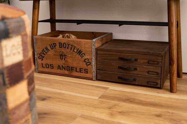 天然木（杉）とスチールのウッドボックス（7up）「W40×D27×H22.5cm