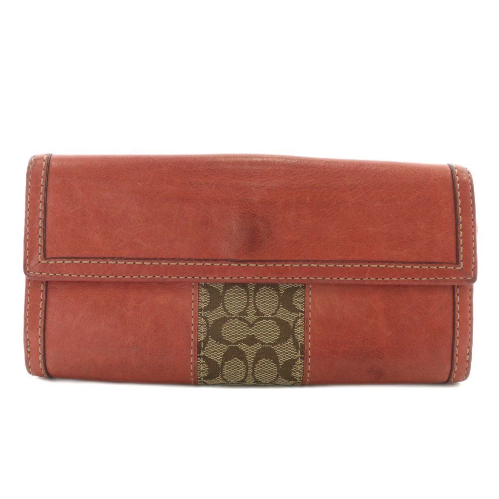 コーチ COACH 長財布 二つ折り レザー キャンバス シグネチャー W