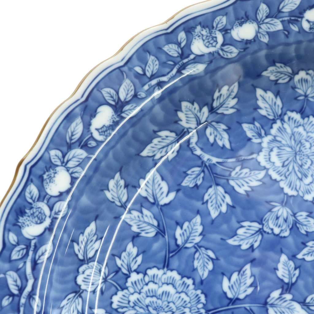 たち吉 橘吉 大皿 プレート 食器 染付輪花 花柄 総柄 青 ブルー /XZ