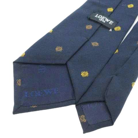 ロエベ LOEWE ネクタイ レギュラー 総柄 シャドーストライプ ロゴ