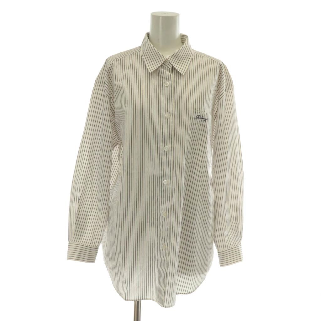 バーバリー BURBERRY シャツ ブラウス 長袖 ストライプ 総柄 ロゴ 刺繍