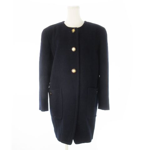 サンクローヌ SAINT COURONNE ノーカラーコート ミドル丈 メルトン