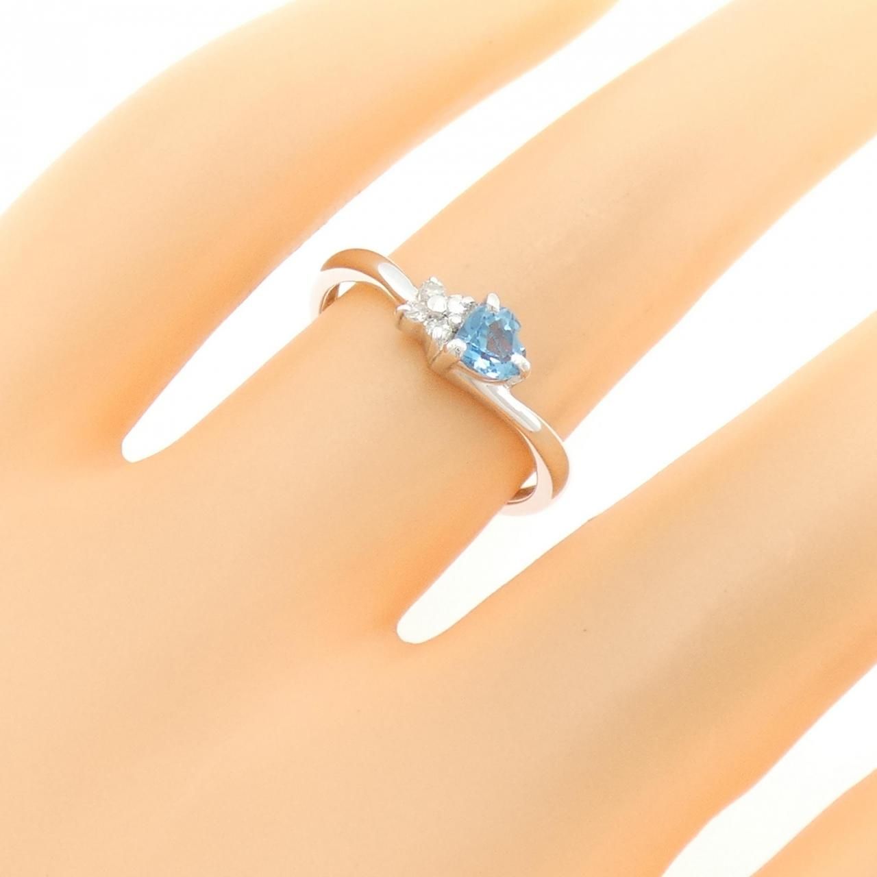 K14WG ハート×フラワー ブルートパーズ リング - メルカリ