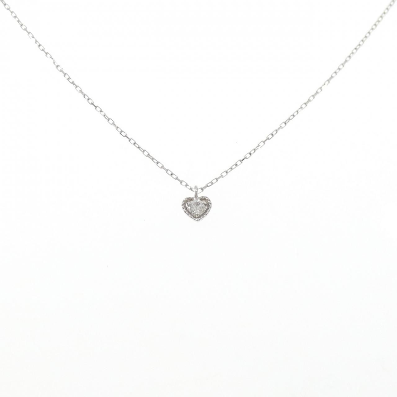 花 K10WG ハート 割引 ダイヤモンド ネックレス 0.05CT K10WG ハート