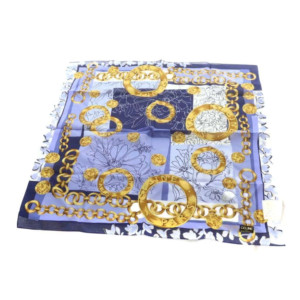 新品　袋付　CELINE シフォン　スカーフ　ストール　ロゴ入　シアー　セリーヌ 新品！ 袋付 CELINE シフォンスカーフ ストール ロゴ入り セリーヌ