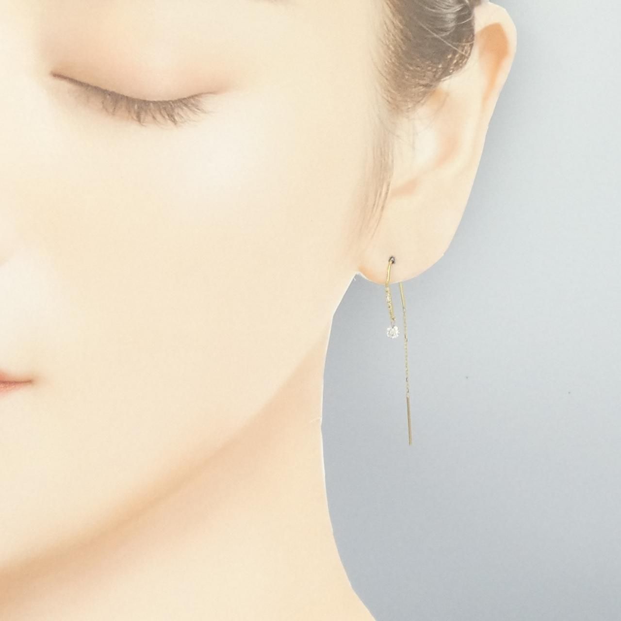 美品 K18YG イエローゴールド ピアス ダイヤ 0.22ct