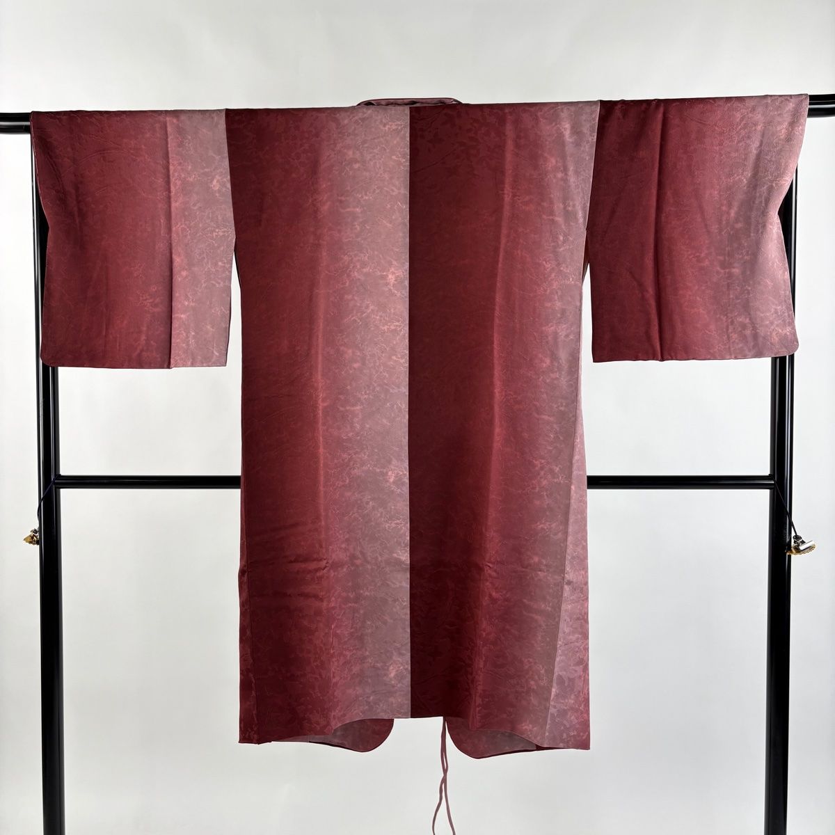 道中着 身丈110 cm 裄丈66 M 和装コート へちま衿 落款 地紋 ぼかし 茜色 正絹