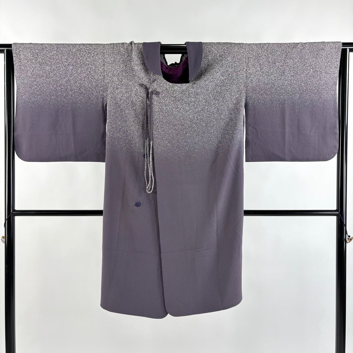 平和屋本店□極上 道中着 ロング丈 お召地 唐草地紋 黄唐茶色地 逸品