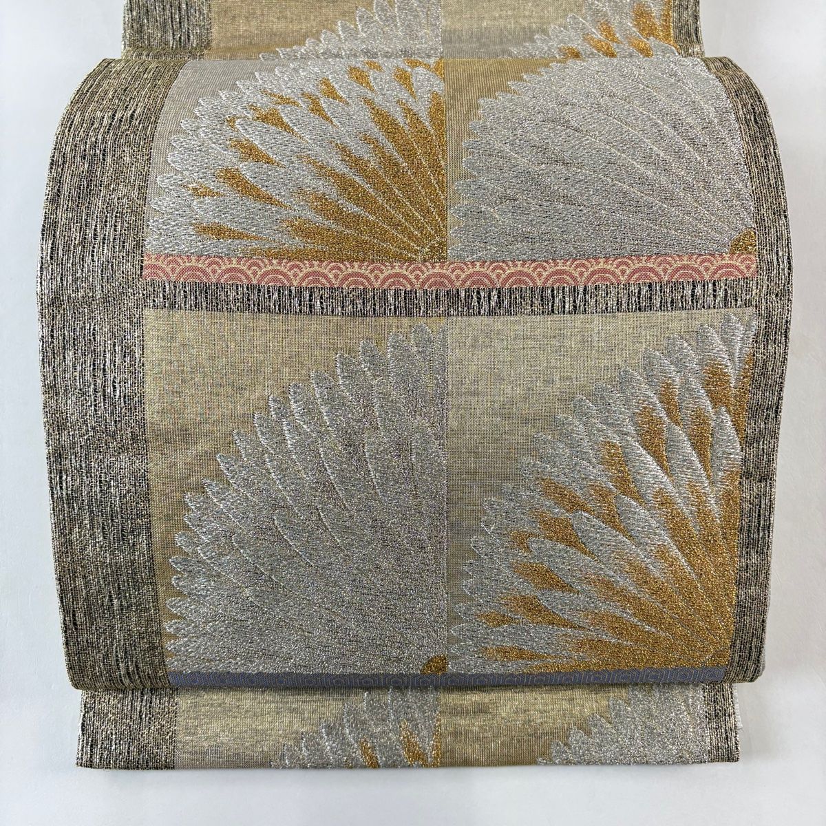 美品】 袋帯 名品 菊 金銀糸 箔 金色 六通 正絹 【】 【公式通販】