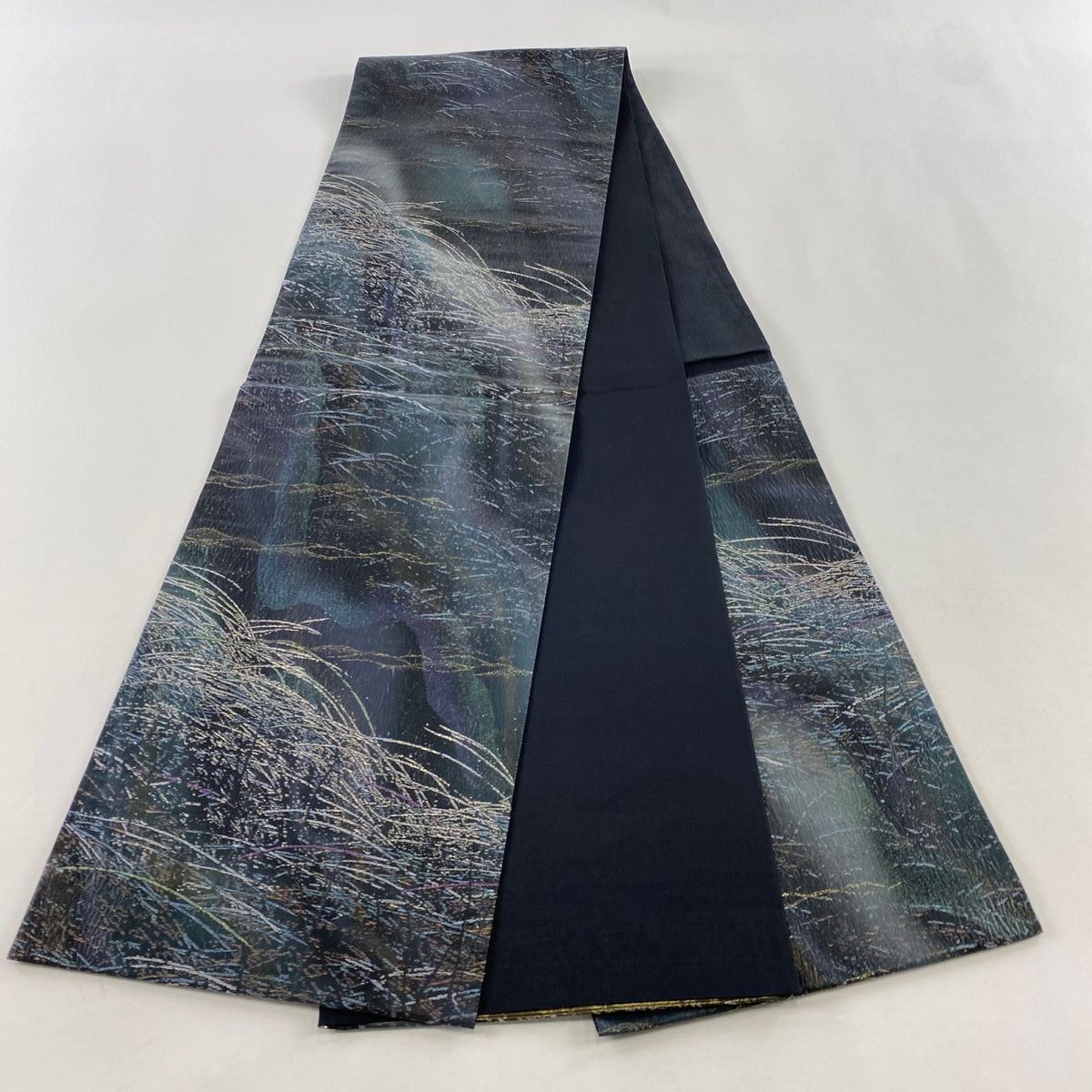 臈纈染 染帯 袋帯 金彩 正絹 お太鼓柄 ガード加工済 Q947 臈纈染 染帯 袋帯 金彩 正絹 お太鼓柄 ガード加工済 Q947 袋帯 | 着物