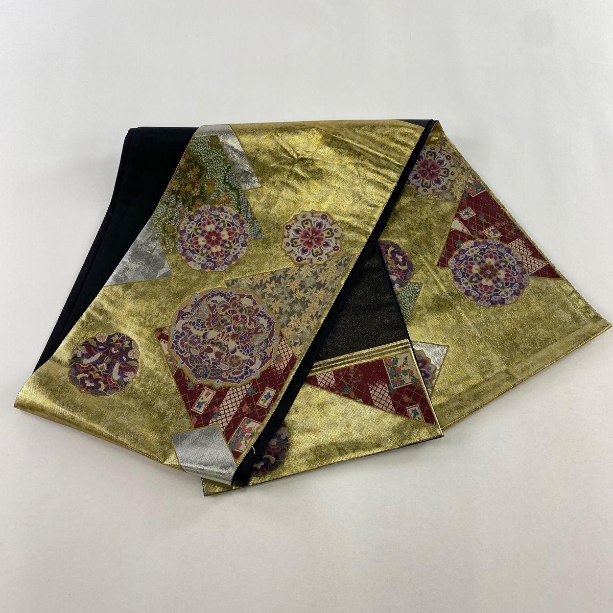 特選 螺鈿細工 袋帯 華紋 正絹 三通 Q985 特選 螺鈿細工 袋帯 華紋 正絹 三通 Q985