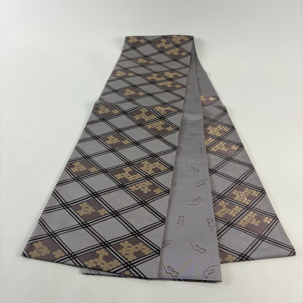 正絹 六通袋帯【花菱 紫】 No.1765 正絹 六通袋帯【花菱 紫】 No.1765