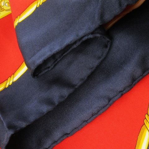 セリーヌ CELINE スカーフ スクエア 大判 シルク 絹 タッセル柄 ロゴ