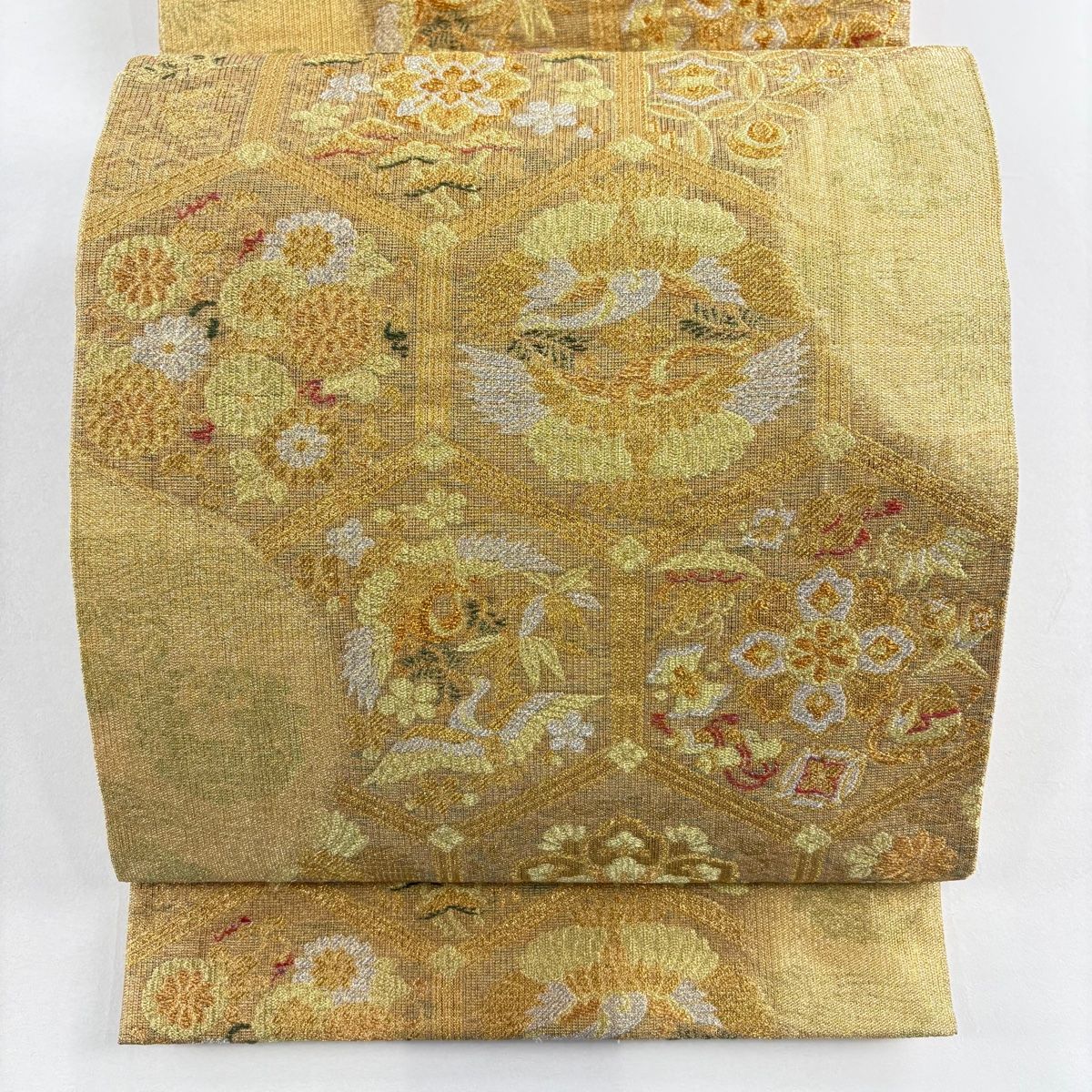 週末お得！正絹帯　上品な金の鳥柄　結婚式などに！ 正絹帯 上品な金の鳥柄 結婚式などに！ 正絹帯上品な