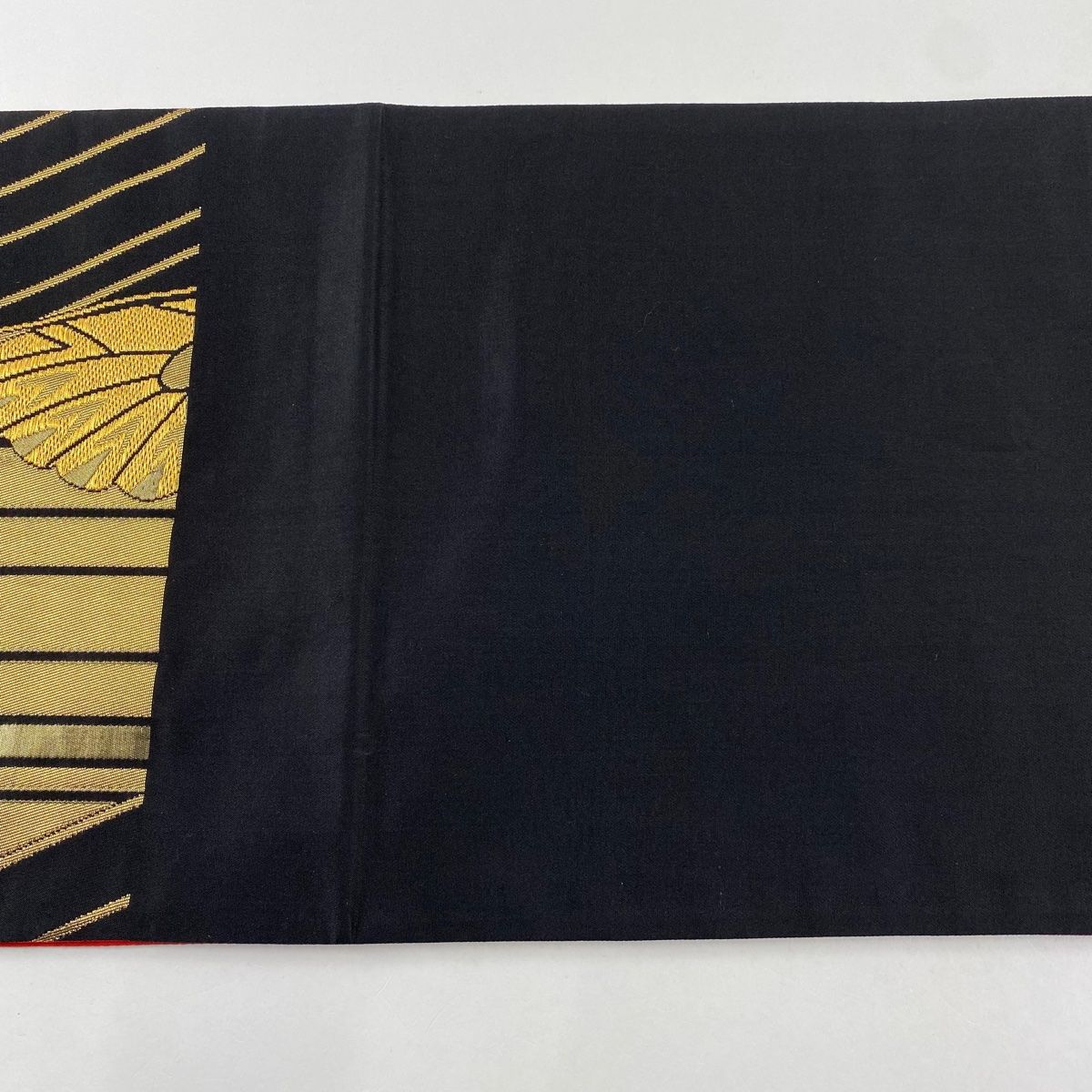 金　黒　袋帯　誂え商品　正絹　金糸　織込み刺繍 袋帯 美品 秀品 蝶 草花 金糸 箔 黒 六通 正絹 中古 : リユース