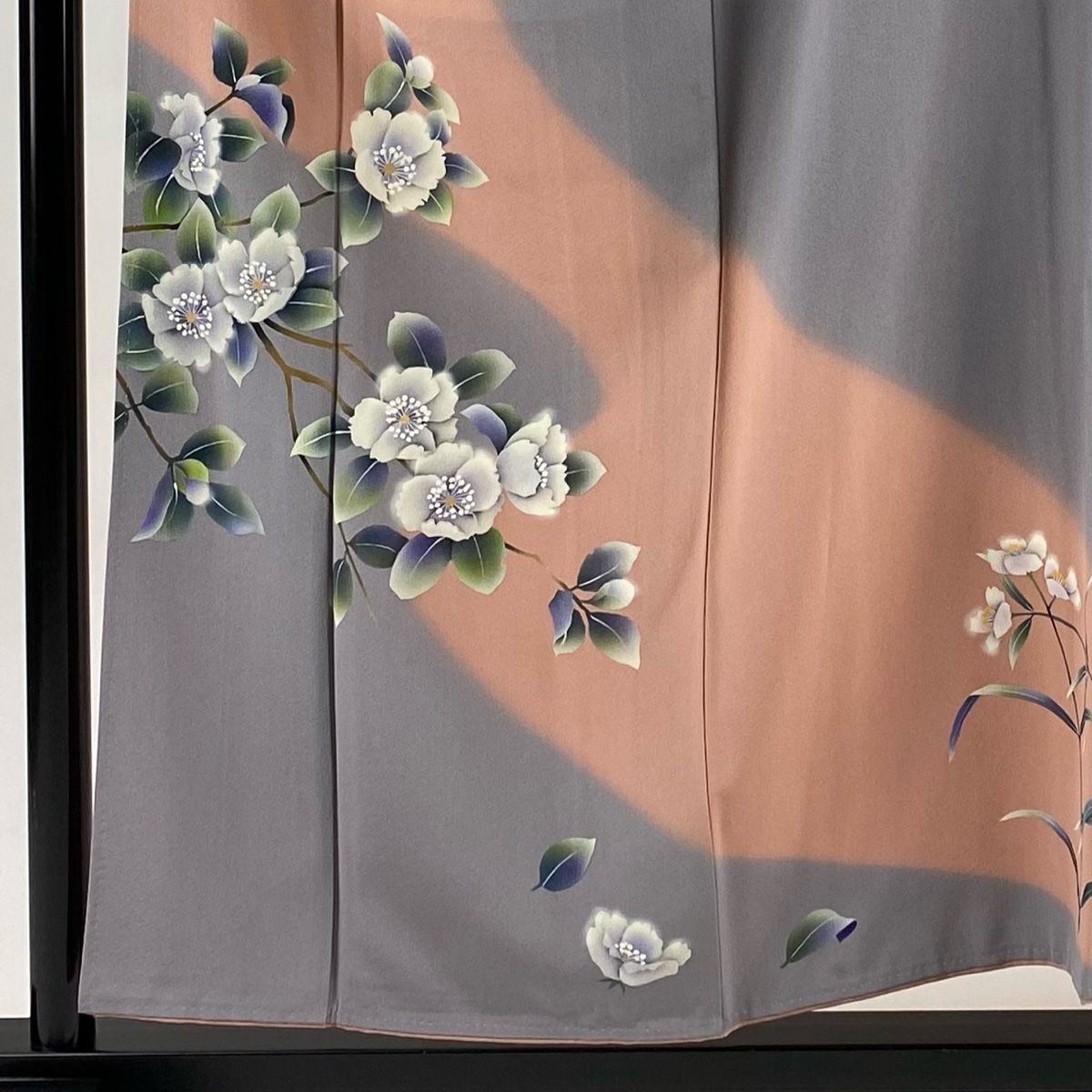 【美品】訪問着フルセット　枝花文様　染分け　金彩　正絹　新品リバーシブル六通袋帯 袋帯 麗美 金襴花鳥文 10104 六通柄 お仕立て代込 訪問着 留袖 礼装