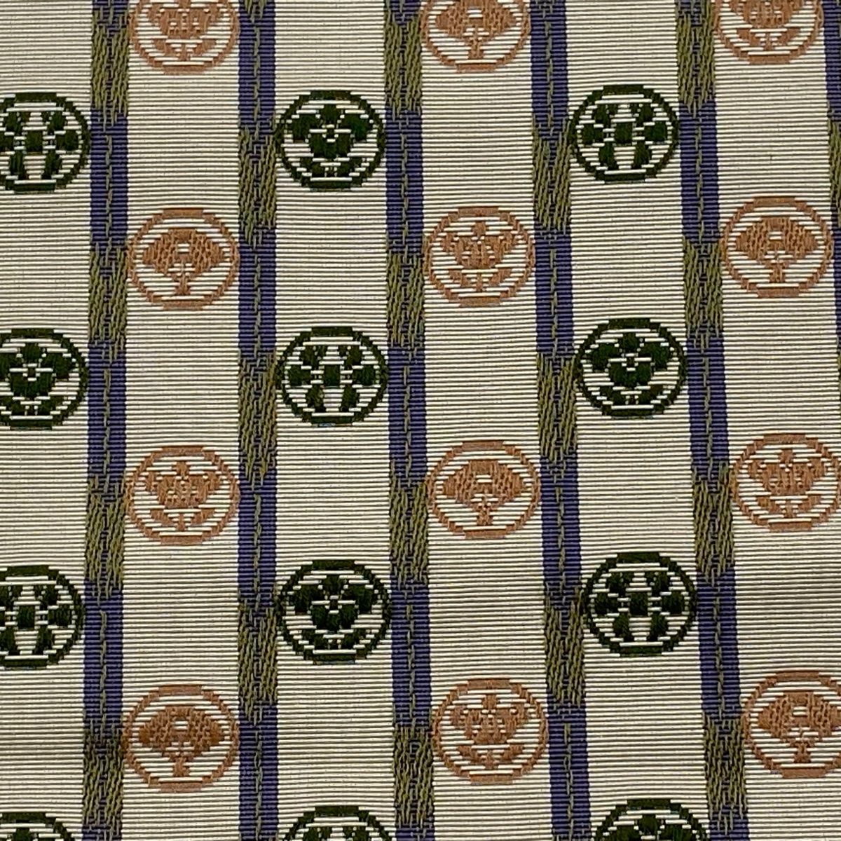 半幅帯 優品 博多織 証紙 縞 丸文 ベージュ 正絹