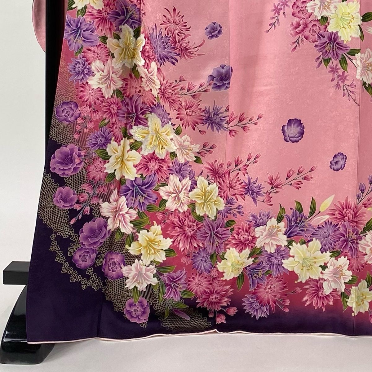 【振袖+帯】正絹　振袖　ピンク系　袷 振袖+帯】正絹 振袖 ピンク系 袷