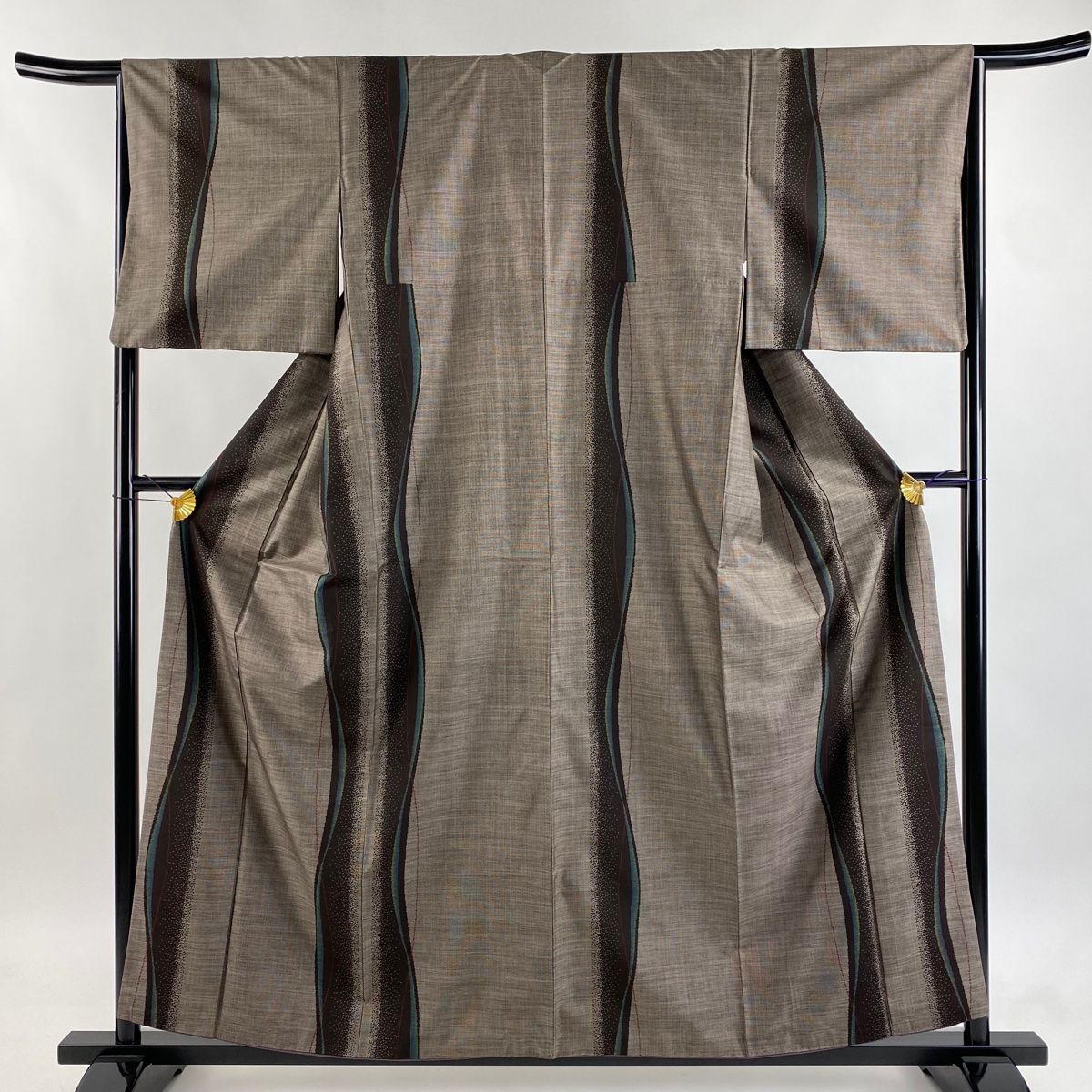 美品】 大島紬 身丈158.5cm 裄丈65cm M 袷 名古屋帯セット 純泥染 証紙